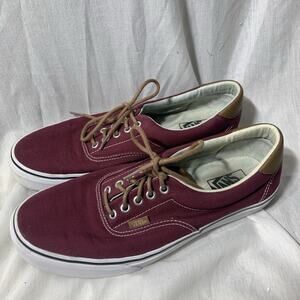 Vans Off the Wall Mens Size 11.5 Burgundy Canvas Low Top Lace Up Sneakers
